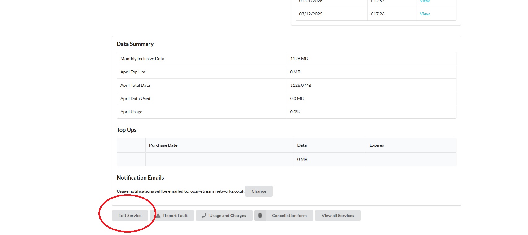 edit IoT SIM auto suspend