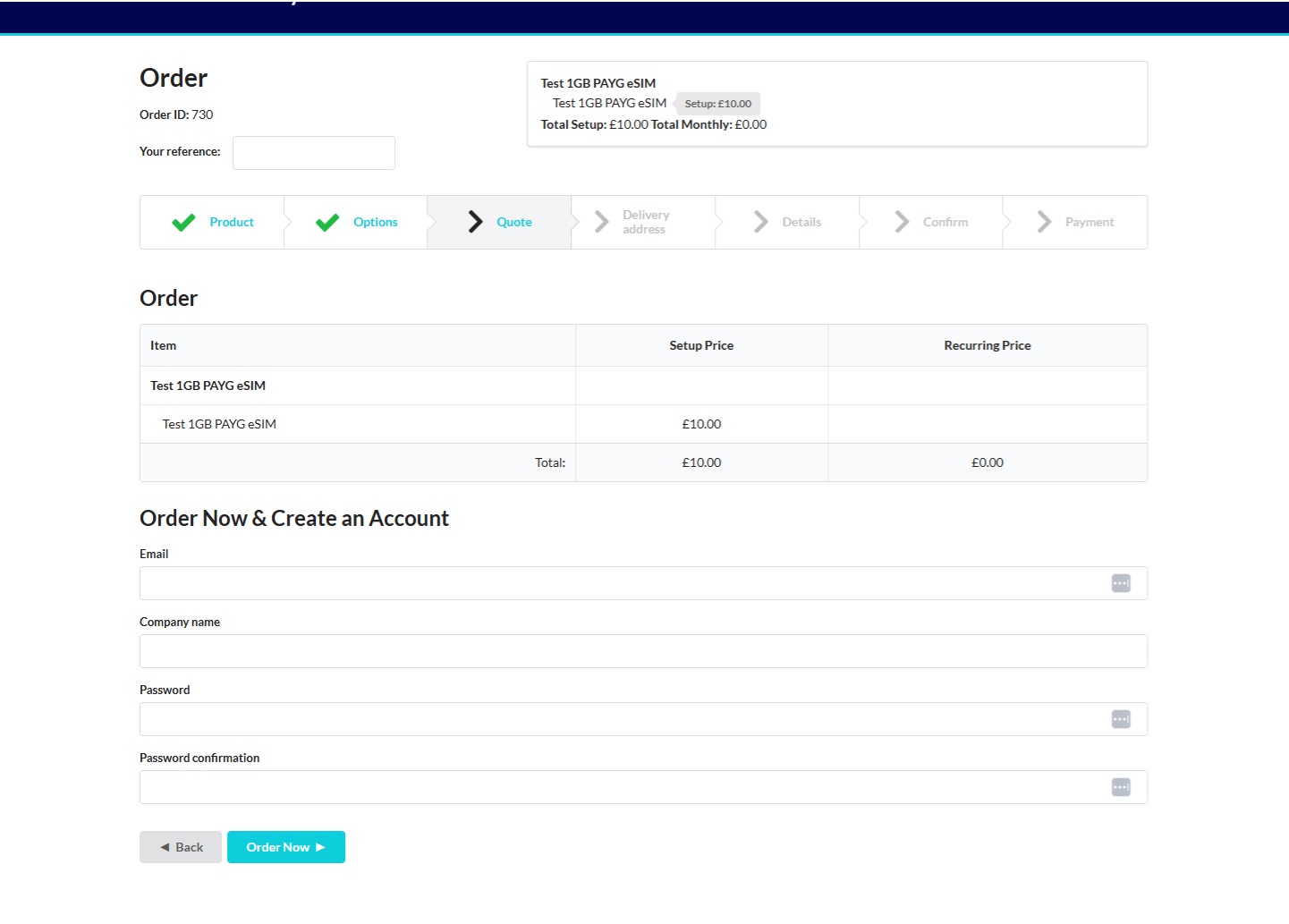 order corporate esim online stage2 complete details